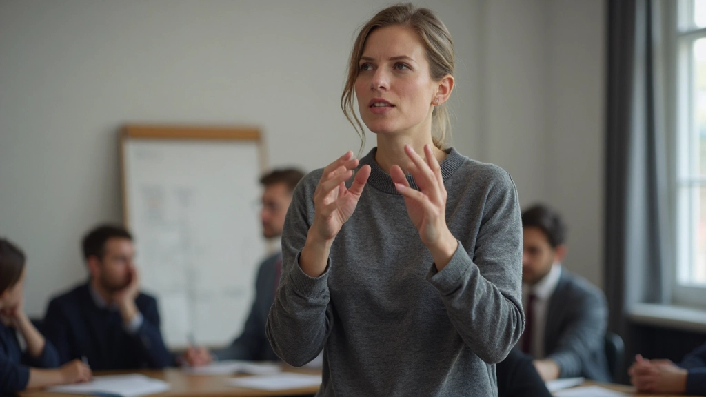 Trainer demonstreert intonatie en lichaamstaal tijdens conversatieles