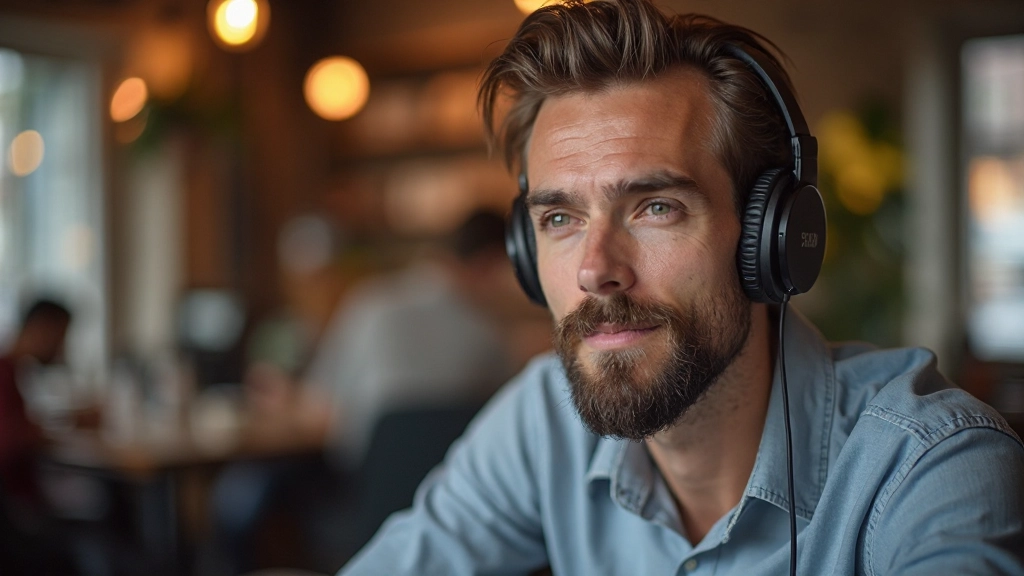 Persoon luistert naar Nederlandse podcast