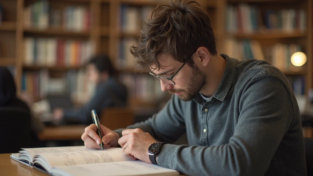 Student die een Nederlands leestest voltooit met aandacht