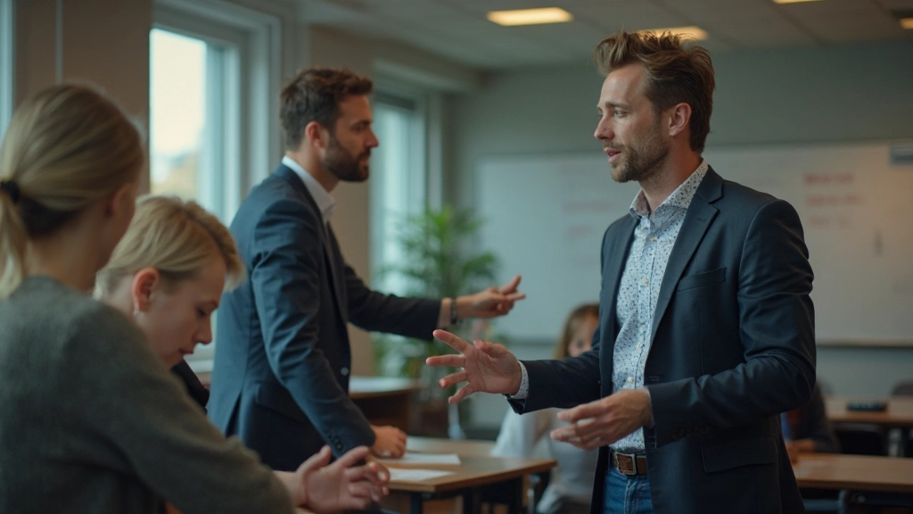 Leraar die Nederlandse grammatica uitlicht aan student